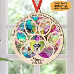 personalized dog memorial suncatcher ornament, custom dog memorial ornament, pet memorial gift