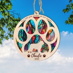 personalized dog ornament, dog memorial suncatcher, dog memorial ornament, suncatcher pet memorial,