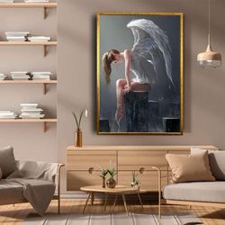 angel wing canvas wall art , winged muscle home decor , modern home decor , angel canvas wall decor , winged woman canva