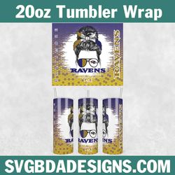 ravens girl football template tumbler, football girl tumbler wrap, 20oz nfl tumbler template, nfl tumbler wrap