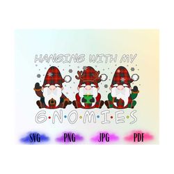 hanging with my gnome svg, vintage christmas clipart, digital download gnome, png christmas, holiday sublimation png,cri