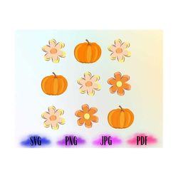 halloween pumpkin floral svg, boho flowers and pumpkin svg, halloween pumpkin flowers svg, halloween decor svg, hallowee