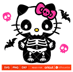 skeleton hello kitty svg halloween svg hello kitty svg kawaii svg cricut silhouette vector cut file
