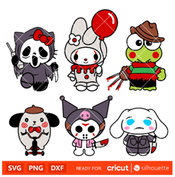 spooky sanrio horror movie characters bundle svg for diy enthusiasts