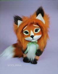 fantasy stuff fox plush, red foxes plushie toy, stuffed teddy animal, ooak collectible art doll, mythical creatures