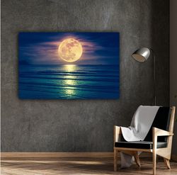 huge full moon over the sea full moon wall art full moon wall decor full moon canvas print full moon print full moon pos