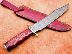 custom handmade damascus steel hunting bowie knife pakkawood handle gift for him groomsmen gift wedding anniversary gift