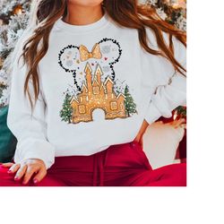 vintage disney gingerbread castle shirt, disney christmas sweater, mickey and friends christmas shirt, disney gingerbrea