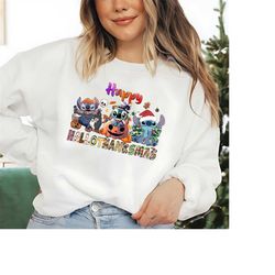 happy hallothanksmas stitch shirt, halloween stitch shirt, christmas stitch sweatshirt, stitch clipart, stitch shirt, ch
