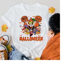 retro disney halloween shirt, not so scary halloween party 2023 shirt,mickey and friend halloween, boo shirt,happy hallo