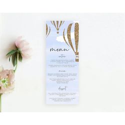 hot air balloon menu hot air balloon menu template hot air balloon table decor adventure awaits dinner dessert party foo