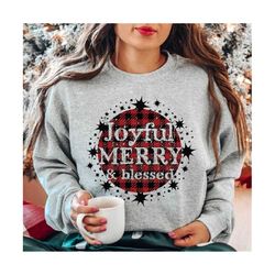 joyful merry and blessed png, sublimation design download, digital download, christmas png, t-shirt designs, christmas t