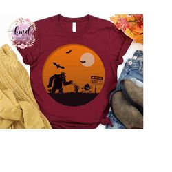 disney pixar monster's inc. group halloween silhouettes t-shirt, mickey's not so scary party tee, disneyland family vaca