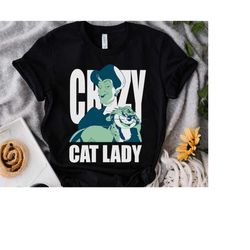 disney cinderella lady tremaine lucifer crazy cat lady shirt, disneyland vacation, unisex t-shirt family birthday gift a