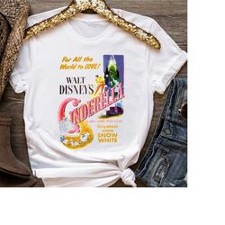 disney cinderella vintage movie box art poster shirt, disneyland vacation trip,  unisex t-shirt family birthday gift adu