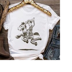 disney pixar toy story woody bullseye sketch graphic shirt, disneyland vacation unisex t-shirt family birthday gift adul