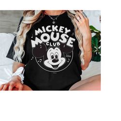 disney 100 mickey mouse club logo black & white retro d100 shirt, magic kingdom unisex t-shirt family birthday gift adul