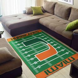 miami hurricanes home field area rug, football floor decor f102112