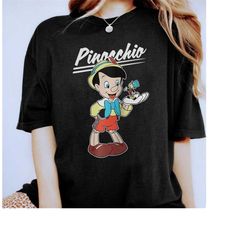 retro disney pinocchio and jiminy cricket shirt, disneyland holiday vacation trip, unisex t-shirt family birthday gift a