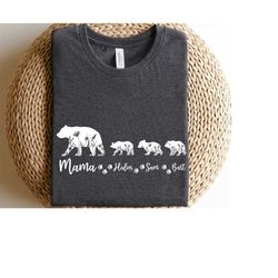 personalized family mama and children bear floral shirt, custom animals mother's day gift tee, funny mom unisex t-shirt,