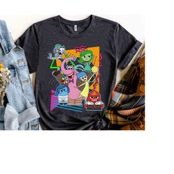 disney pixar retro 90s inside out group shot characters shirt, wdw magic kingdom holiday unisex t-shirt family birthday