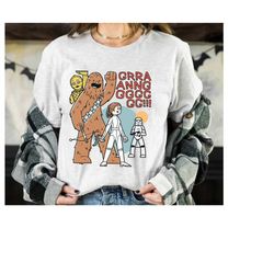 funny star wars rebels chewbacca leia c-3po cute drawing shirt, galaxy's edge, unisex t-shirt family birthday gift adult