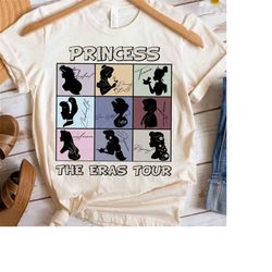 disney princess characters group eras tour shirt, belle tiana ariel cinderella tee, wdw unisex t-shirt family birthday g