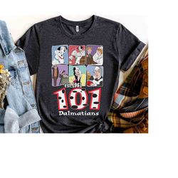 disney 101 dalmatians characters group shot 1961 shirt, magic kingdom holiday unisex t-shirt family birthday gift adult