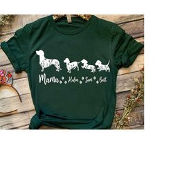 personalized family mama & children dachshund floral shirt, custom animals mothers day gift tee, funny mom unisex tshirt