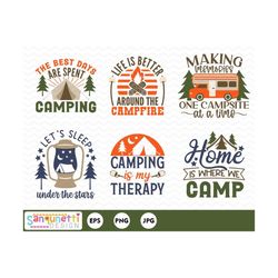 camping clipart,camper and camfire digital art, summer clip art instant download