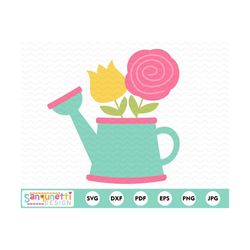 watering can svg, spring floral cut file, gardening cut file, silhouette or cricut