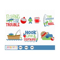 fishing clipart, digital fishing clip art, fisherman graphics instant download