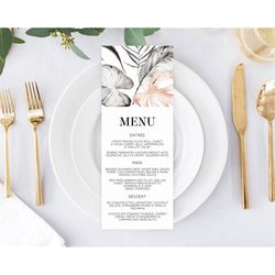 tropical menu template tropical menu palm leaf fern table decor frangipani floral white orchid dinner dessert menu party