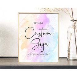 pastel sign ombre table sign decor pastel ombre rainbow watercolor colorful party birthday baptism baby shower wedding b