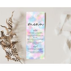 pastel menu pastel rainbow menu template colorful pastel table decor confetti watercolor pastel dinner dessert ombre par