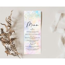 pastel menu pastel rainbow menu template colorful pastel table decor confetti watercolor pastel dinner dessert ombre par