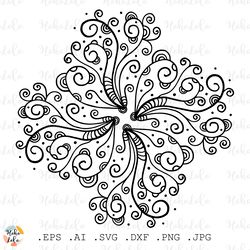 floral coloring pattern svg, flower cricut svg, flower clipart png, coloring page printable, stencil template dxf