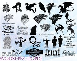 game of thrones silhouette svg, bundles game of thrones svg, png,dxf, pdf, jpg...