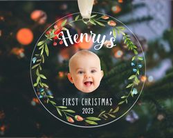 custom baby first christmas ornament, baby photo ornament, new baby gift