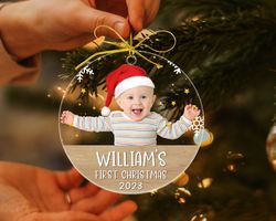 custom baby photo ornament, personalized baby first christmas ornament, new baby christmas gift
