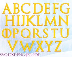 game of thrones alphabet gold svg, bundles game of thrones svg, png,dxf, pdf, jpg...