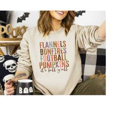 flannels bonfires football pumpkins sweatshirt, fall y'all shirt, pumpkin spice tee, cute fall season shirt, autumn seas