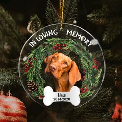 custom dog photo ornament, dog memorial gift, loss of pet