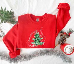 merry and bright sweatshirt, christmas sweatshirt for women, christmas sweater, christmas tree sweatshirt, holiday sweat