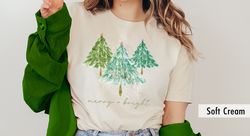 merry and bright trees, women's christmas shirt, christmas gift,womans holiday shirt,chic winter shirt,winter shirt,chri