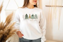 merry and bright trees, women's christmas sweatshirt, womans holiday shirt,christmas gift,chic winter shirt,cute holiday