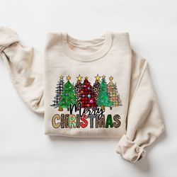 merry christmas trees sweatshirt, cute christmas sweatshirt, holiday sweater, womens holiday sweatshirt, christmas shirt
