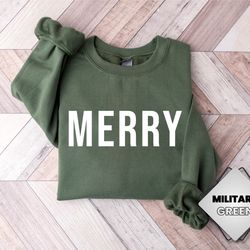 merry sweatshirt, cute merry christmas sweatshirt, women's christmas sweatshirt, christmas crewneck, holiday sweatshirt,