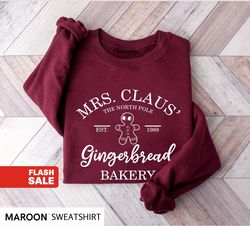 mrs claus gingerbread christmas sweatshirt, women christmas shirt, funny christmas gift, womens sweater, retro christmas