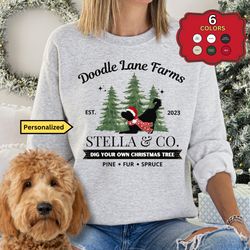 personalized doodle dog christmas sweatshirt, goldendoodle, labradoodle, bernedoodle, aussiedoodle, sheepadoodle etc, do